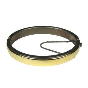 Hinged Goldtone Bracelet 8 In Safety Chain Jewelry Oval Bangle